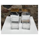 Two Pairs Square Glass Flower Display Vases