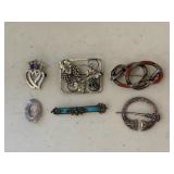 Assorted Silver & Sterling Brooches and Pins