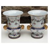 Pair of Small Asian Hand Painted Vases