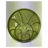 Indiana Glass Relish and Egg Tray Avocado Green