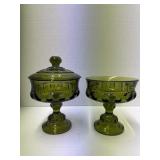 Vtg Kings Crown Thumbprint  Candy Dish with Lid