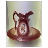 Ironstone Vintage Bowl And Pitcher Rose color