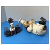 Chef, wine bottle holder & salt/pepper shakers