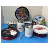 Snowman cup/metal straw, wine tumbler & tins