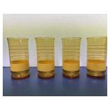 Vintage Amber Banded Glasses