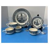Cavalier USA, plate, coffee cups & wine glasses