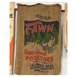 Vintage FAWN, table seed, potatoes sack.  22x34
