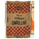 Vintage Purina Omolene burlap feed sack.  25x38
