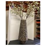 Wicker Woven Vase With Artificial Floral