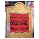 Coca/Cola wooden hanging sign.  19.5x27