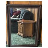 Elegant Large Mirror, Dark Wooden Frame, Beveled