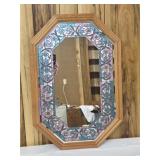 Nice Vintage Wall Mirror with Floral Inlay.  21'