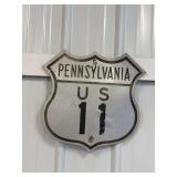 Vintage Pennsylvania US 11 metal sign