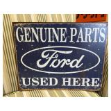 Genuine Parts, Ford, used here, metal sign.