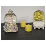 Gorgeous Snow Globe Music Boxes, one Angels and