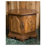 Octagonal MCM End Table, Oak with single door