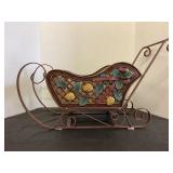 Vintage Wrought Iron Decorative Sleigh 17x6x9.5