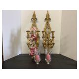 Two 24ï¿½ Vintage Wall Mounted Sconces With Glass