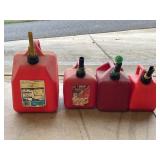 Plastic gasoline containers, lot of 4