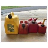Four, plastic gasoline containers