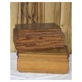 Two Oak Storage Boxes with Lids.  Appear Hand