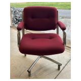 Vintage steelcase office chair, red fabric