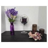 Spring!  Purple Candle Holder with Candle, 12',
