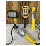 Hanging work lights.  Two needs bulbs