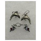 Sterling silver dolphin earrings