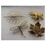 Vintage jewelry Broochez and hair pin lot