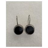 Vintage Pair 925 Sterling Silver Black Onyx