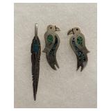 Sterling Silver Birds and feather jewelry pieces