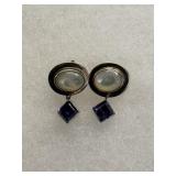 Sterling and pearl and amethyst earrings