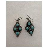 Vintage STERLING SILVER TURQUOISE CLUSTER