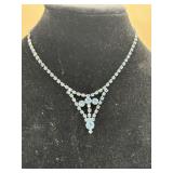 Vintage light blue rhinestone necklace