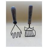 Vintage lot wooden handle kitchen, utensils,