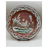 Vintage Mexican Folk Art Platter Pottery Bird