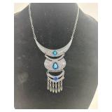 Silver and Blue Three Tier Bob Necklace Statement