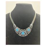 Vintage Silver Tone Elegant Blue Turquoise stones
