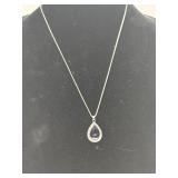 Vintage Amethyst Necklace Pear Cut Bazel pendant