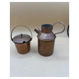Vintage copper creamer and sugar set dairy themed