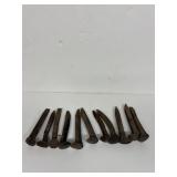 Vintage railroad spikes