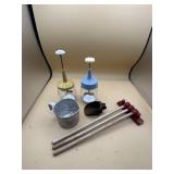 Vintage kitchen utensil lot choppers drying rack