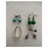 Jade Turquoise and glass earrings lot