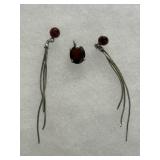 Vintage pendent charm with matching earrings