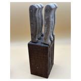 Vintage steak knife block