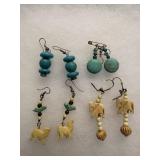 Vintage Turquoise themed earrings lot