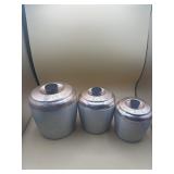 Vtg 60s  Aluminum Canister Nesting Set Rose