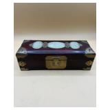 Vintage Jade Wood & Etched Brass Treasure Trinket