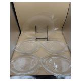 Arcoroc Fish Tray And 4 Snack Plates Clear Glass
